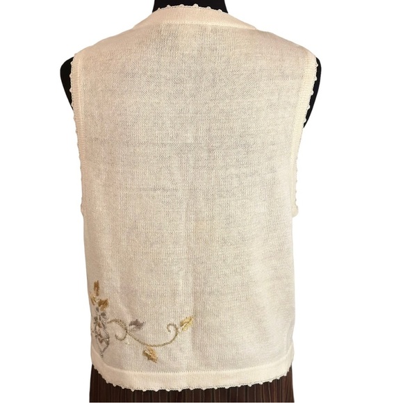 Vintage Arriviste Ugly Christmas Sweater Vest Adorned w. Silver & Gold Medium - Picture 2 of 14